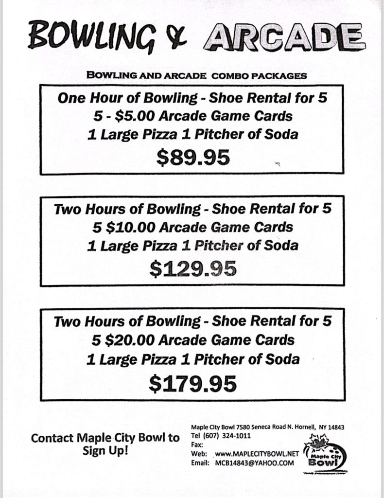 Maple City Bowl Bowling and Arcade Combo Packages